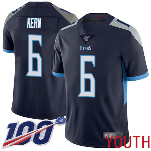 Tennessee Titans Limited Navy Blue Youth Brett Kern Home Jersey NFL Football #6 100th Season Vapor Untouchable->tennessee titans->NFL Jersey